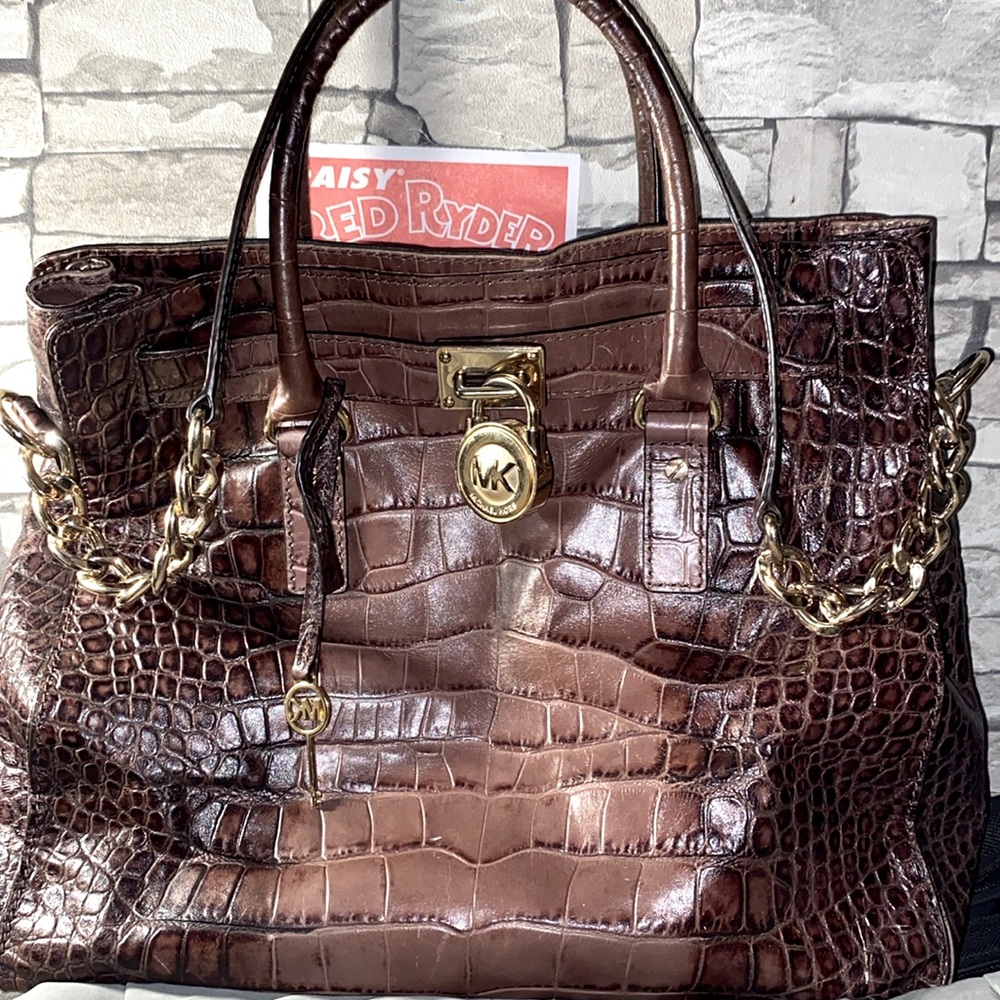 Authentic Michael Kors Hamilton Limited Edition Crocodile Embedded Bag **